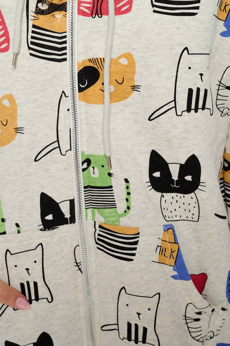 SM WARDROBE - Vendita all'ingrosso Felpa con cappuccio - Donna - FELPA CON CAPPUCCIO CON STAMPA DI GATTI DEI CARTONI ANIMATI3