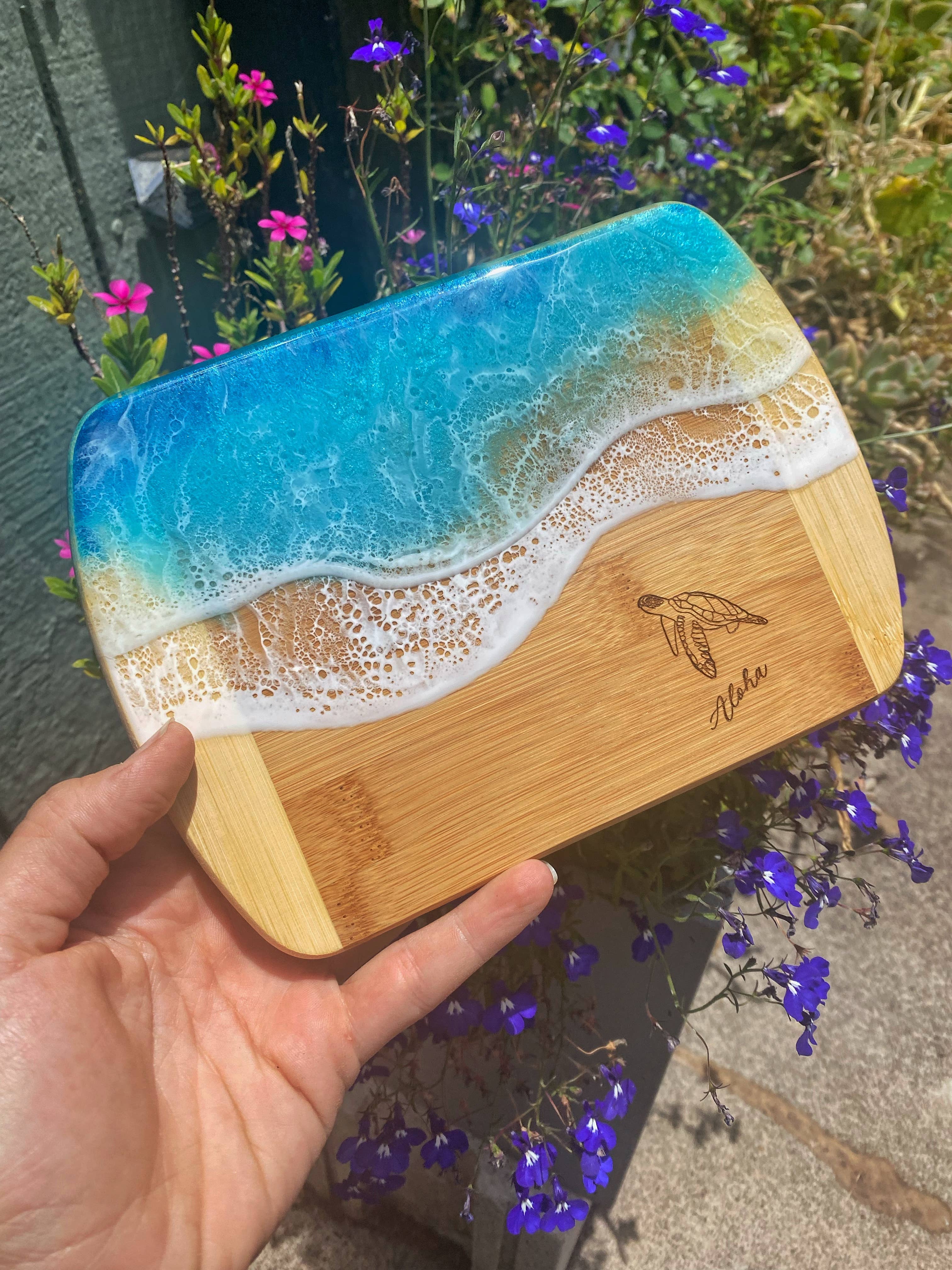 TBM Creations LLC - Wholesale Cheese Board - TURTLE Aloha Charcuterie board | Maui made Serving board0