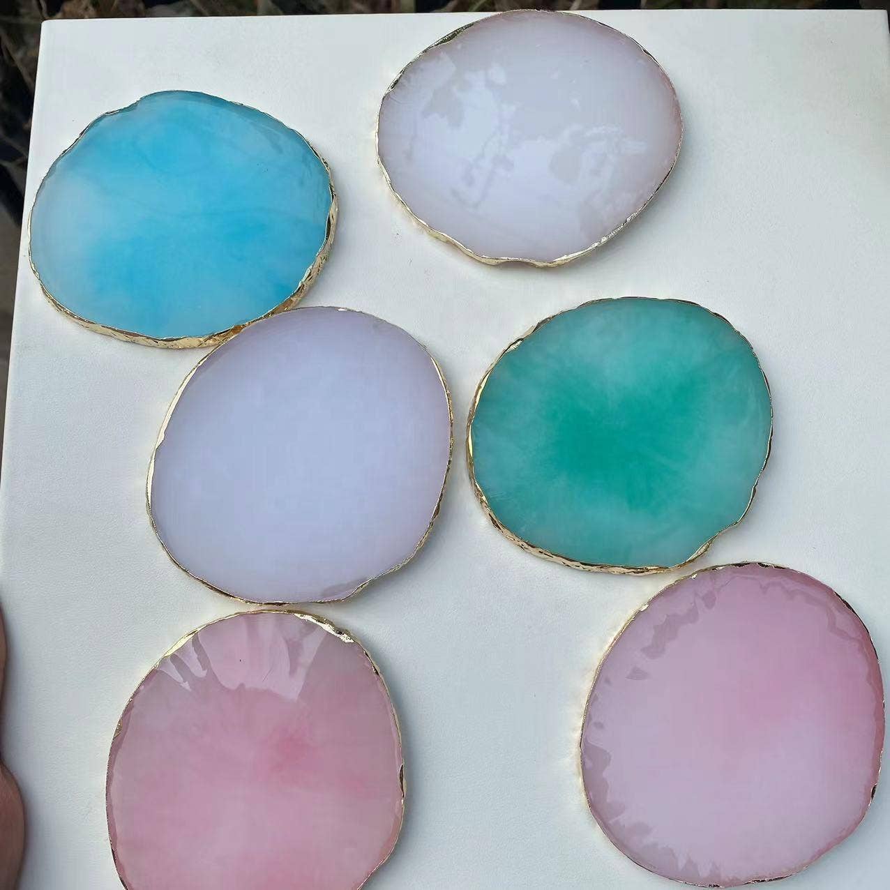 VIGOR - Wholesale Coasters - Quartz Resin Agate Coaster Candle Pad for Coffe tbale or Nail art(10 Pack)3