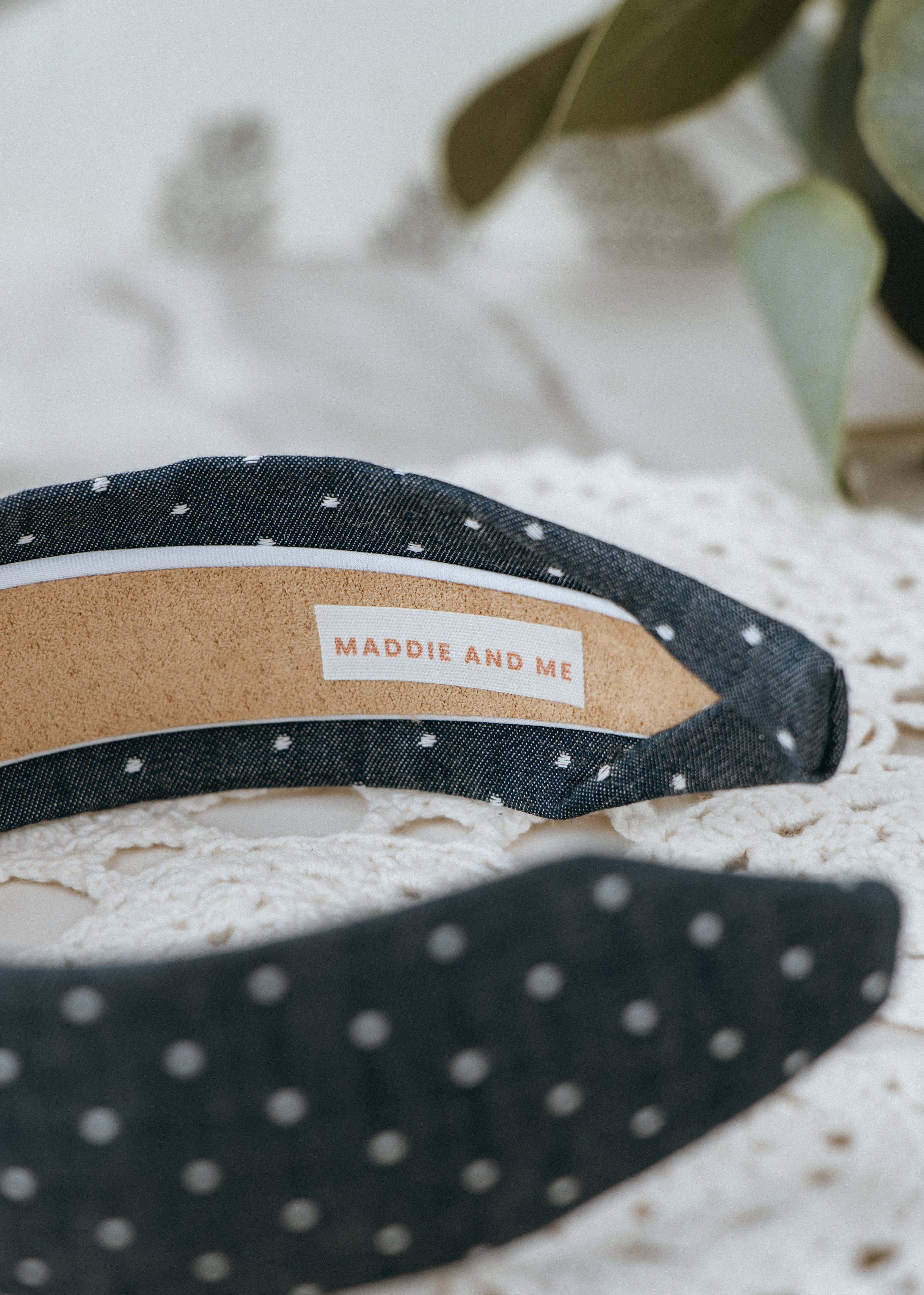 Maddie and Me Handmade - Wholesale Fashion Headband - Women's - Western Polka Dot Chambray Knot Headband | Navy Blue Indigo10