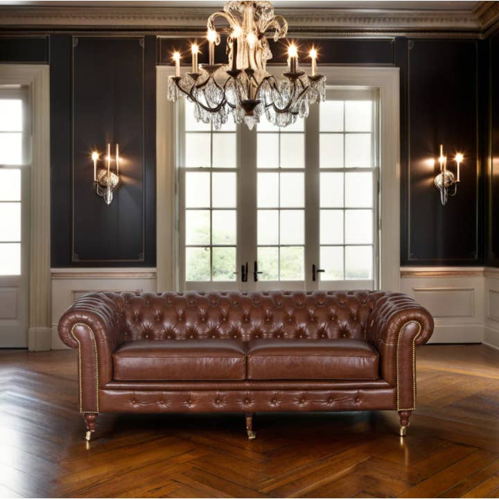Greenwestons - Wholesale Sofa - Pittsburgh 3-Seater Chesterfield Leather Sofa 88"x39"x28.5"