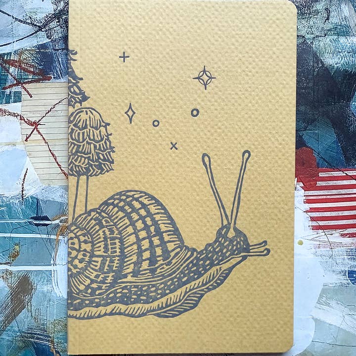 Blackbird Letterpress – wholesale Notebook – Snail and mushrooms large notebook1