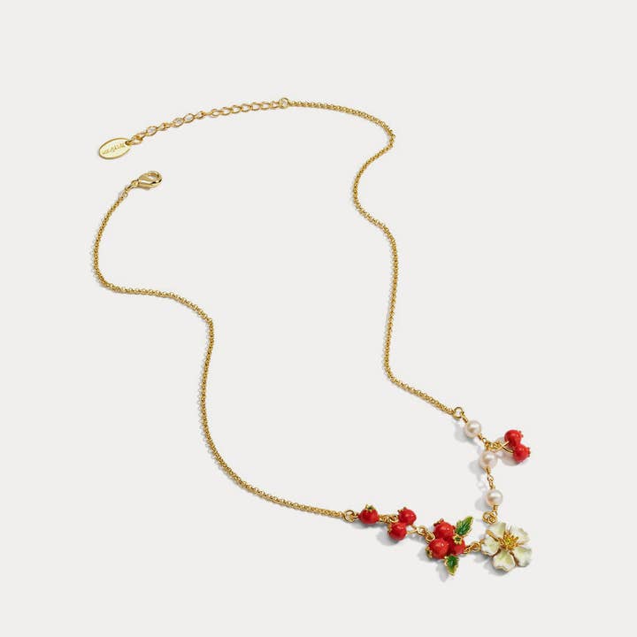 Verdivine – wholesale Pendant/charm necklace – Cranberry Flowers Necklace4