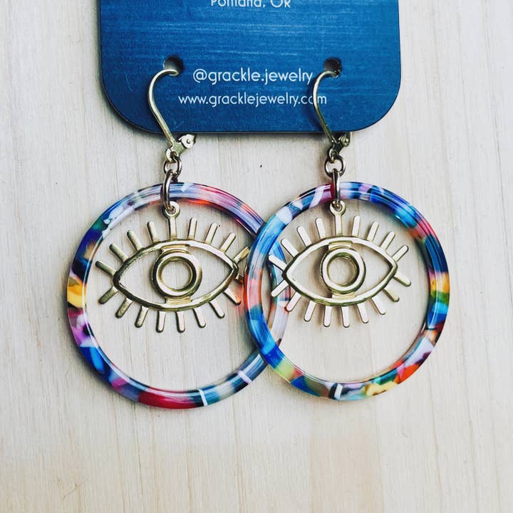 Confetti Eye Hoops for wholesale by Grackle Jewelry
