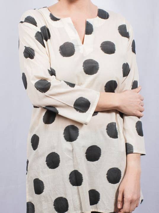 Tunica Kurta in cotone Ellie a pois per la vendita all'ingrosso da parte di Dolma