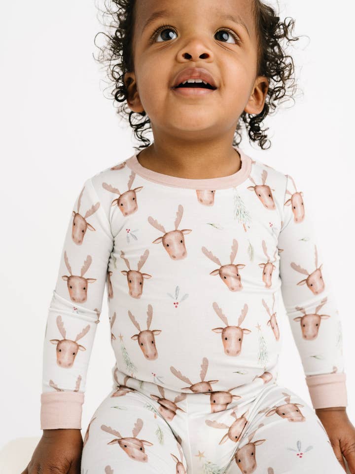 Little One Shop - Wholesale Top & Pant Set - Kids - Mistletoe Moose Bamboo Set