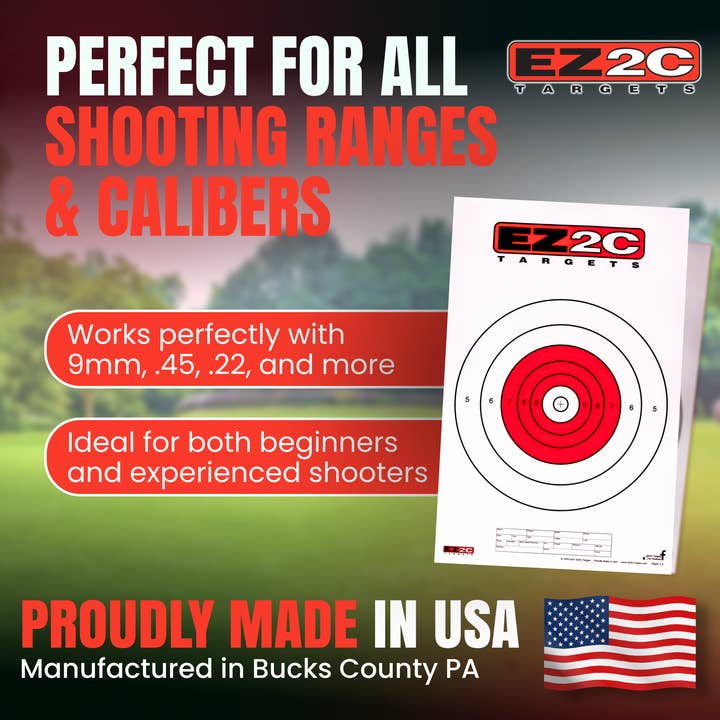 25 EZ2C Targets Style 12: Paper Targets for Shooting Range B16 USA MADE 11"x17" Pad of 25 for wholesale by EZ2C Targets