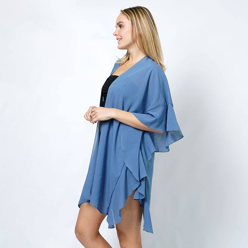 Sensibling Corp. - Wholesale Kimono - Women's - Chiffon Ruffle Kimono Poncho4