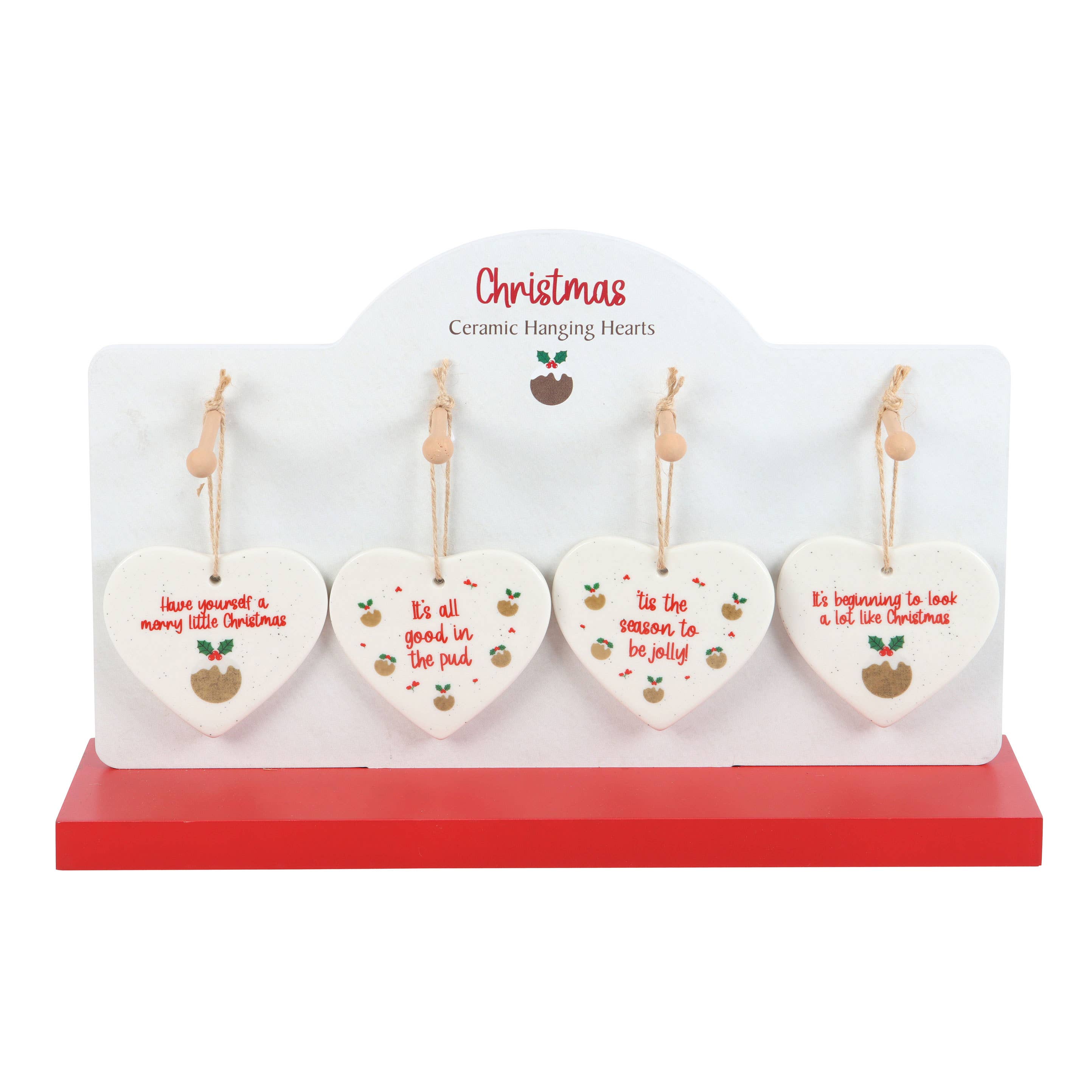 Something Different Wholesale – wholesale Ornament set – Set of 24 Christmas Pudding Ceramic Ornaments on Display1