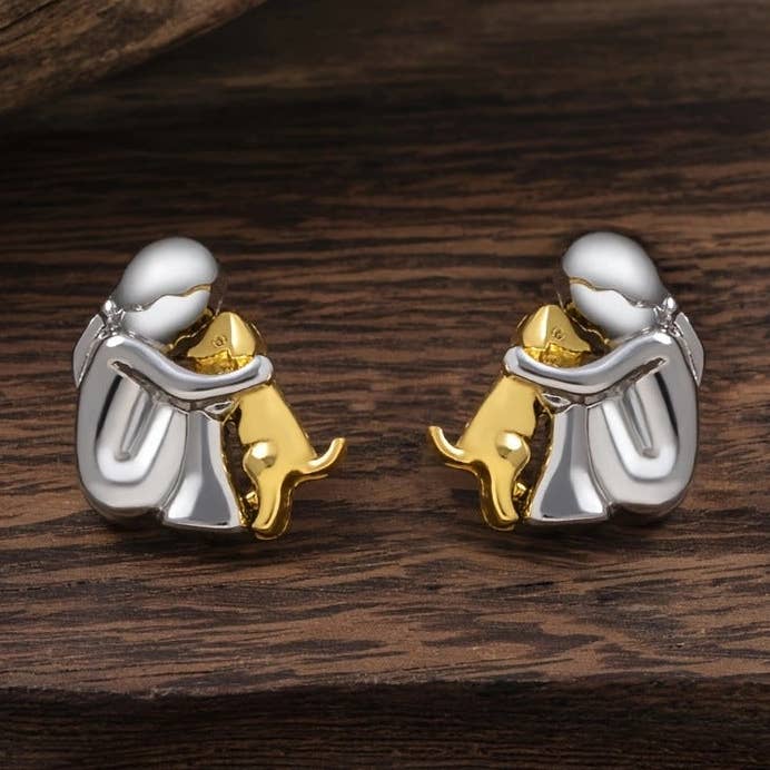 Sød tofarvet pigehvalpehund ørestikker i rustfrit stål for engroshandel hos Perimade & Co. LLC