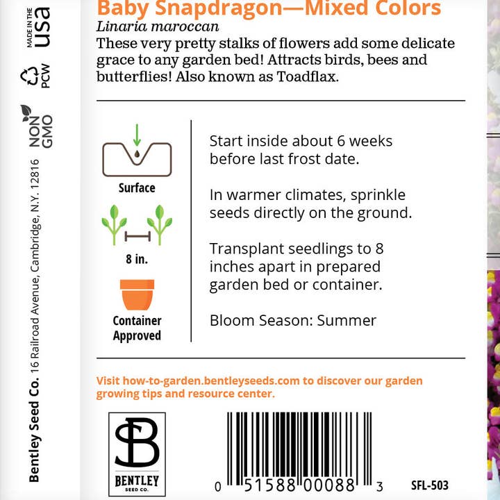 Bentley Seed Co. - Wholesale Plant Seeds - Baby Snapdragon - Seed Packets1