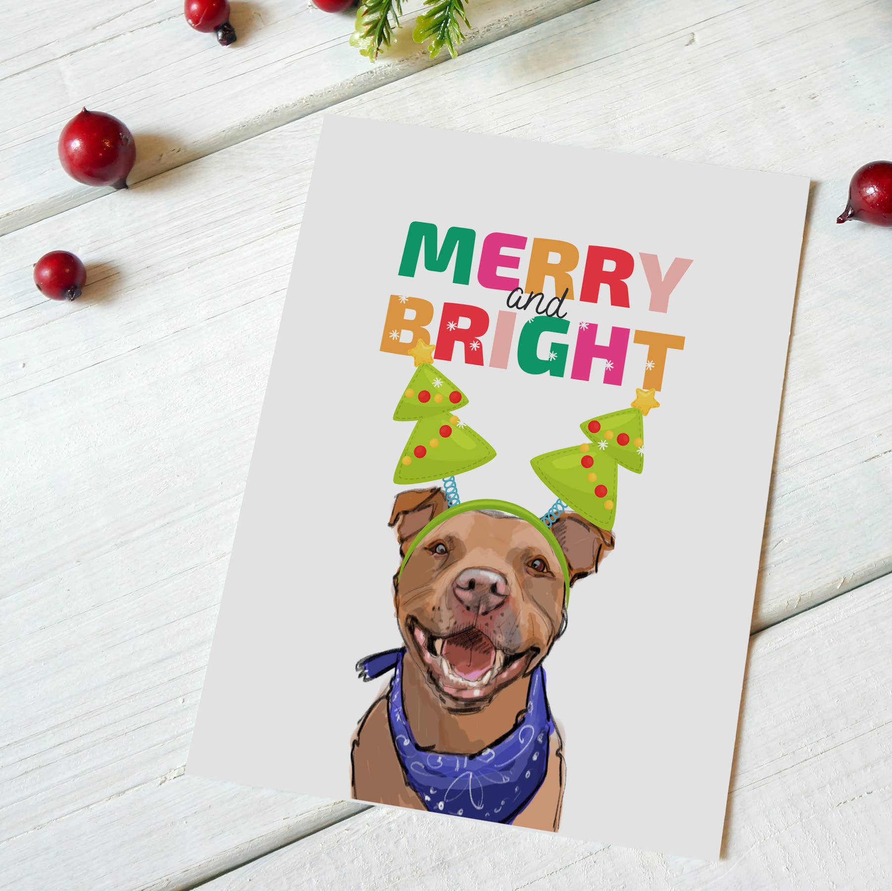 Fable & Sage - Wholesale Christmas Card - Pit Bull III Holiday Card0
