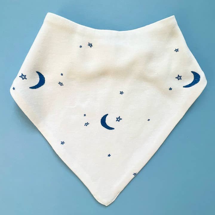 Estella - Wholesale Bib - Baby - Baby Kerchief Bib-Moon and Stars (Handmade)