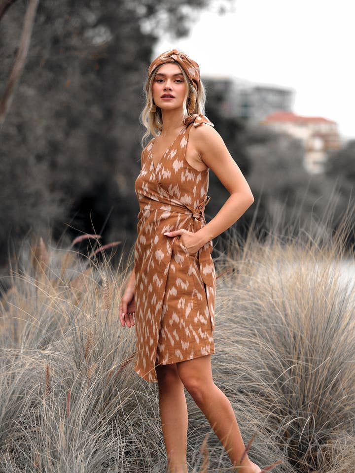 Rita Dress - Amy Print (Brown) for wholesale by CHAMANI