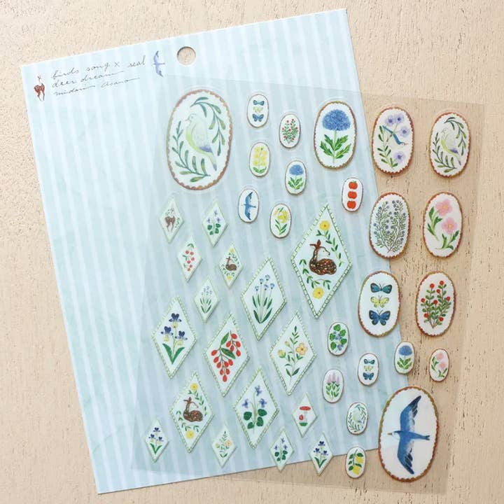 「FUNJI」In Japan - Wholesale Sticker - Midori Asano Sticker Sheet | Birds & Deer or Kitchen Design 1