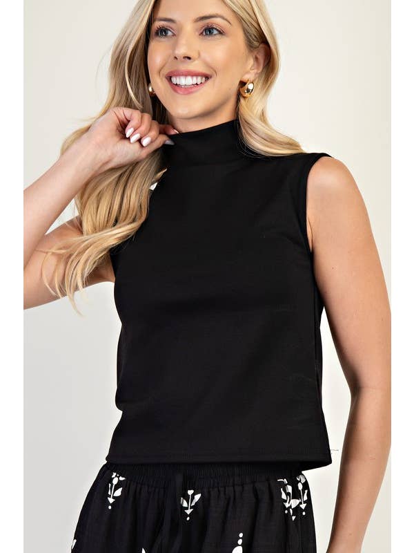 Glam - Wholesale Tank Top - Women's - Mock Neck Sleeveless Top