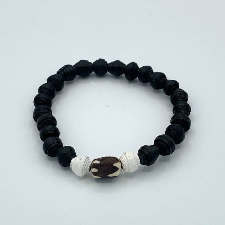 Azizi Life - Wholesale Beaded Bracelet - Paper Bead and Bone Stretch Bracelet1
