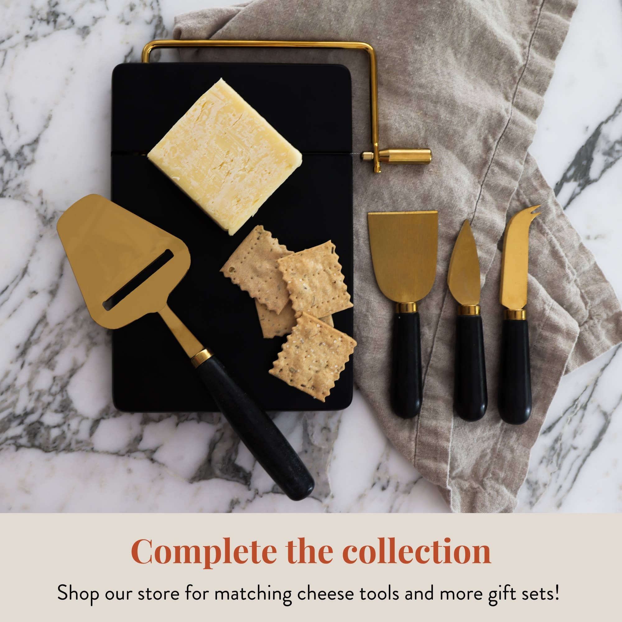 HOST AT HOME by The Bamboo Abode - Wholesale Cheese Spreader - Black Marble Cheese Knives, Cheese Knife Gift Set6