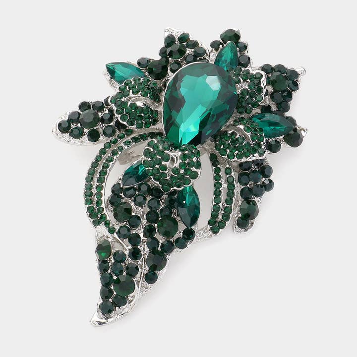 Sensibling Corp. - Wholesale Brooch - Floral Crystal Pave Bouquet Brooch / Pendant