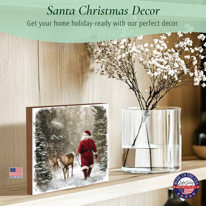 LifeSong Milestones - Wholesale Christmas Decoration - Rustic Wooden Santa Claus Christmas Shelf Sitter Decor3