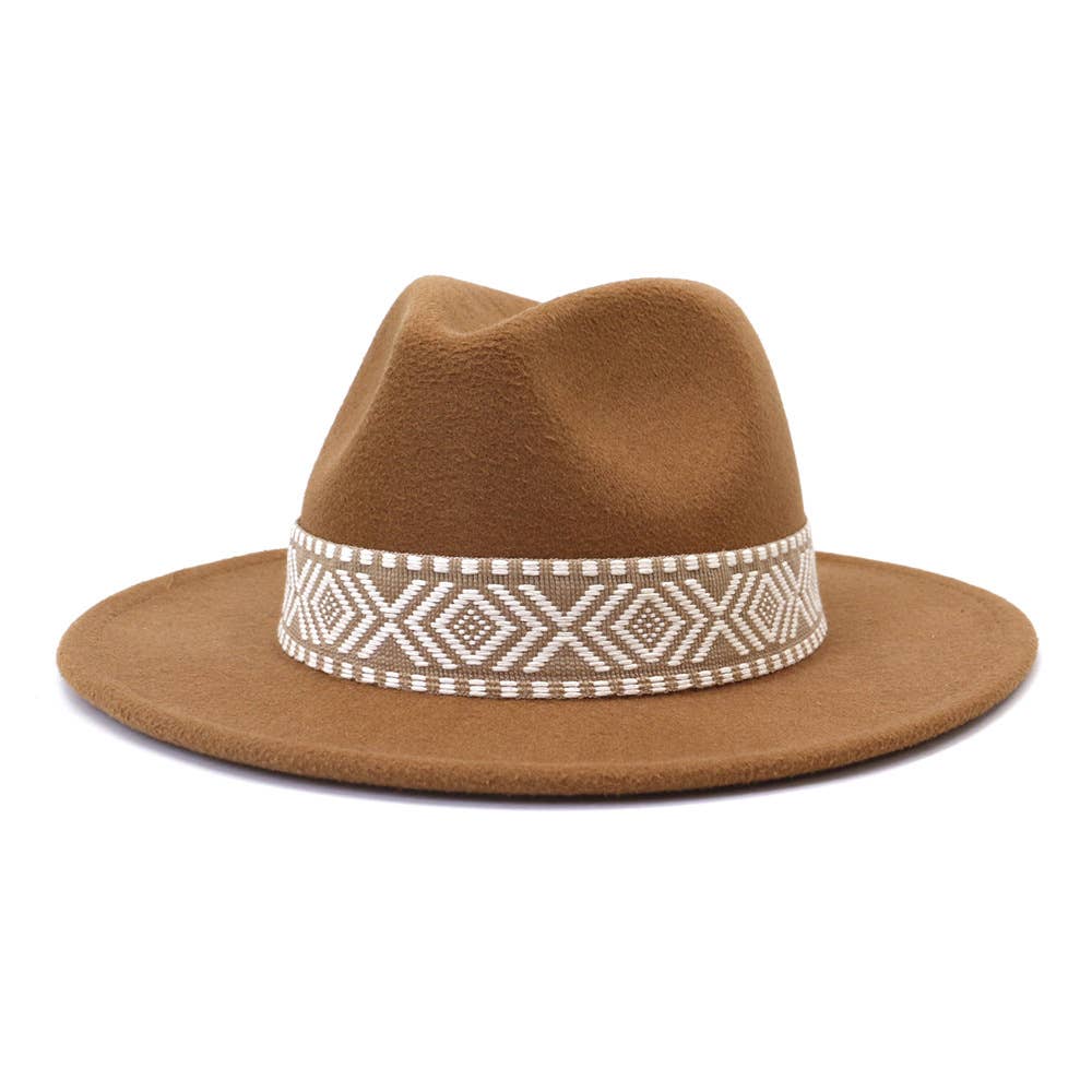 Suzie Q USA - Wholesale Fedora - Women's - Aztec Belt Retro Flat Fedora Hat1