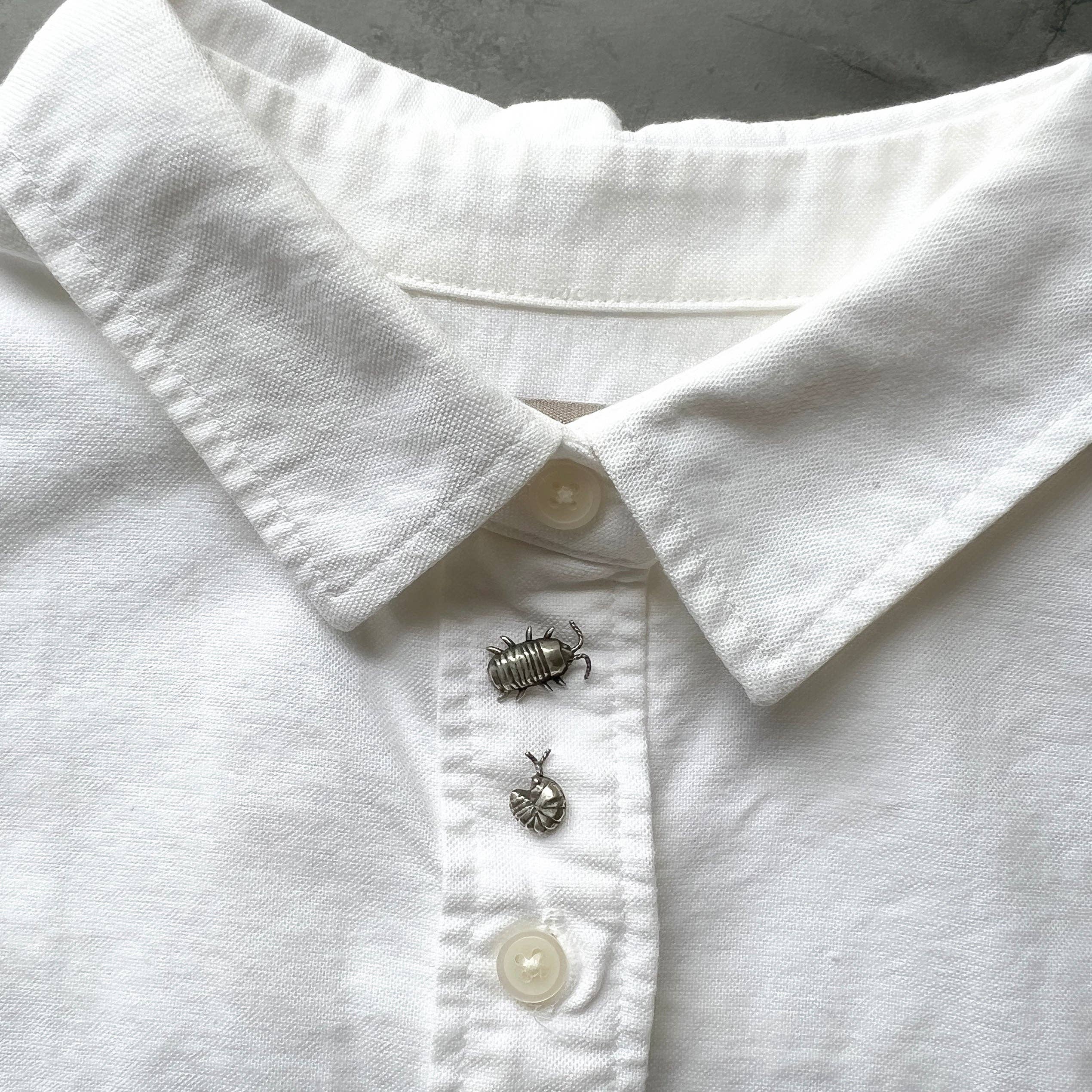 Metal Cloth & Wood – Alfinete/botão de lapela por atacado – Alfinetes de Isópode em Prata de Lei, Latão ou Bronze - Disponíveis Individualmente ou como Par Desigual! Presente Perfeito para Bicho-de-conta, Bicho-bola!6