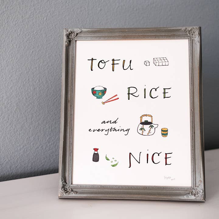 Tofu, Reis & Everything Nice | Kunstdruck für den Großhandel von Lacelit | Stationery & Gifts by Kimberly Kuniko