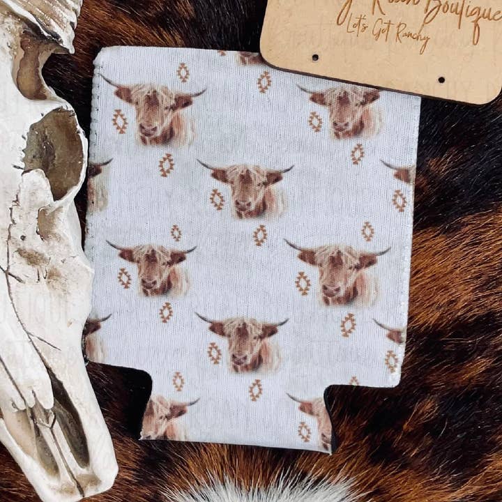 Distressed Boho Highland Country Regular Koozie for wholesale by Ranchy Roan Boutique