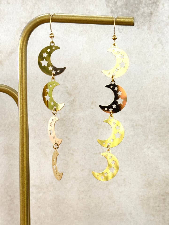 Moons & Stars Dangle Earrings for wholesale by Cassette Barcelona
