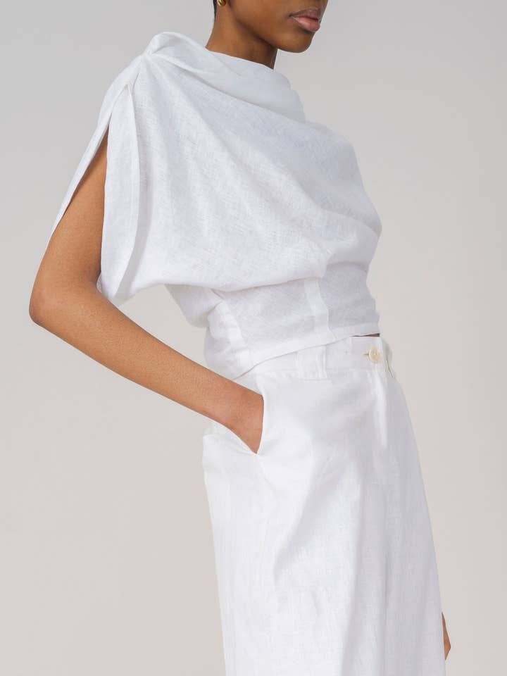 Bianco Top in lino Rhea in vendita all'ingrosso su Faire1