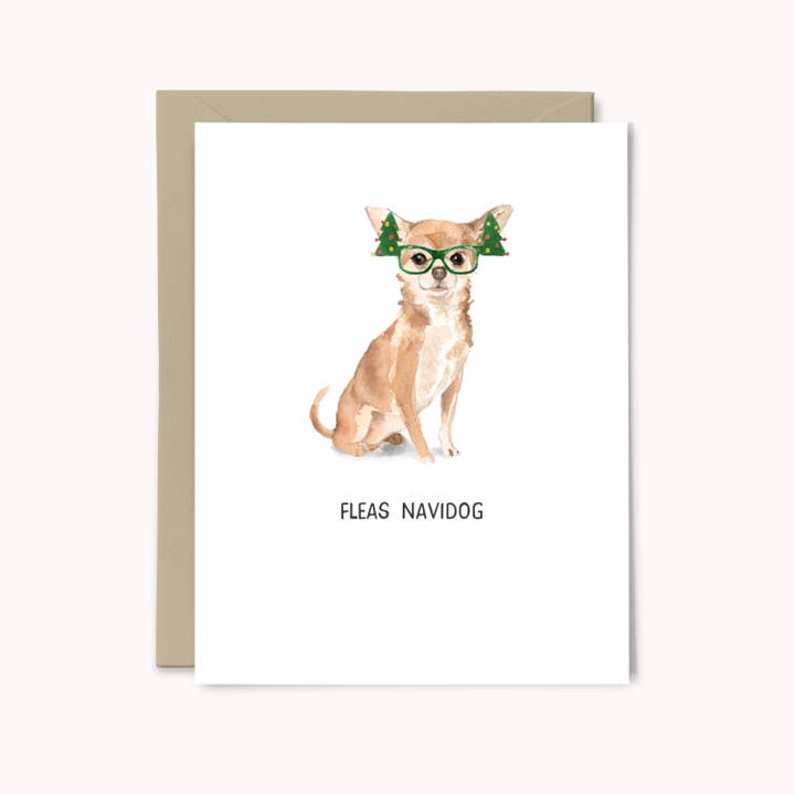 Fleas Navidog Chihuahua kerstkaart voor wholesale door Paper Swan & Co.