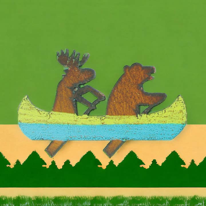 Moose Magnet Canoe Bear lodge cabin souvenir Montana Lake for wholesale by Whimsies