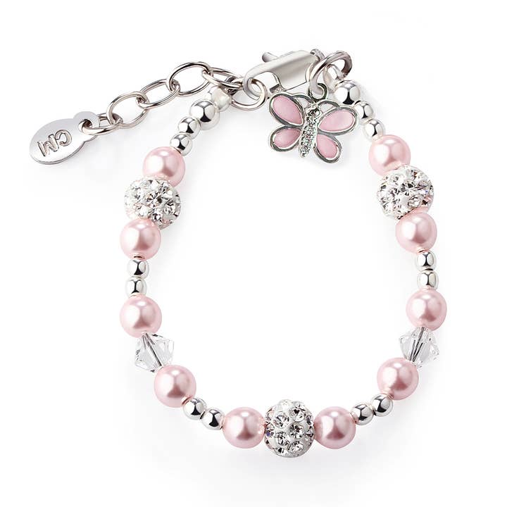 Sterling zilveren roze vlinderarmband voor kinderen voor peuters voor wholesale door Cherished Moments