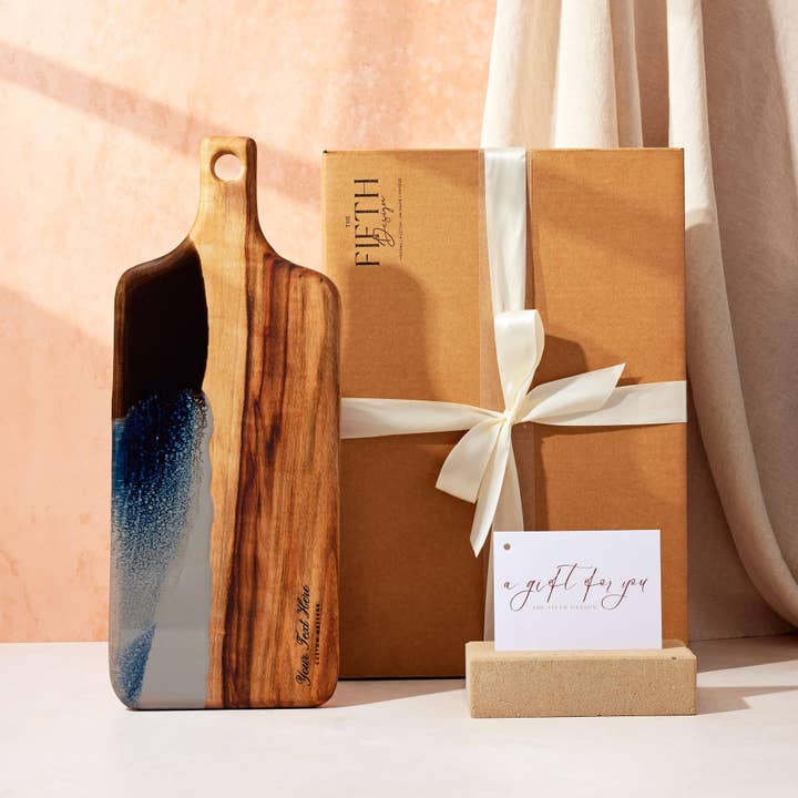 The Fifth Design - Wholesale Cutting board - Slate Handcrafted Resin Art Paddle Cheese Board - Large