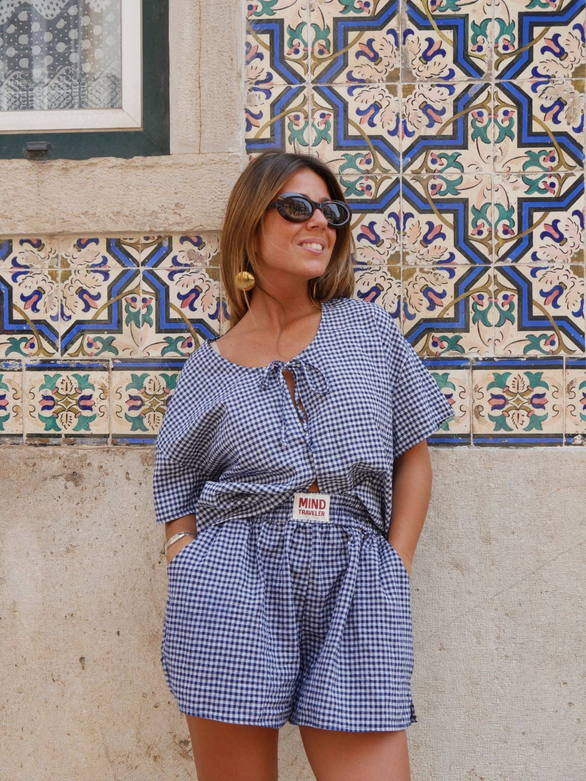 MindTraveler - Wholesale Blouse - Women's - Navy Vichy Maria Top6