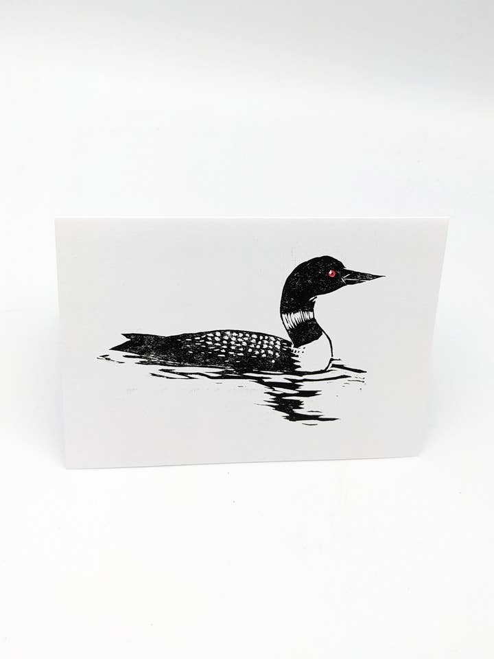 Loon - Biglietto originale stampato a blocchi di legno per la vendita all'ingrosso da parte di Wingedprints
