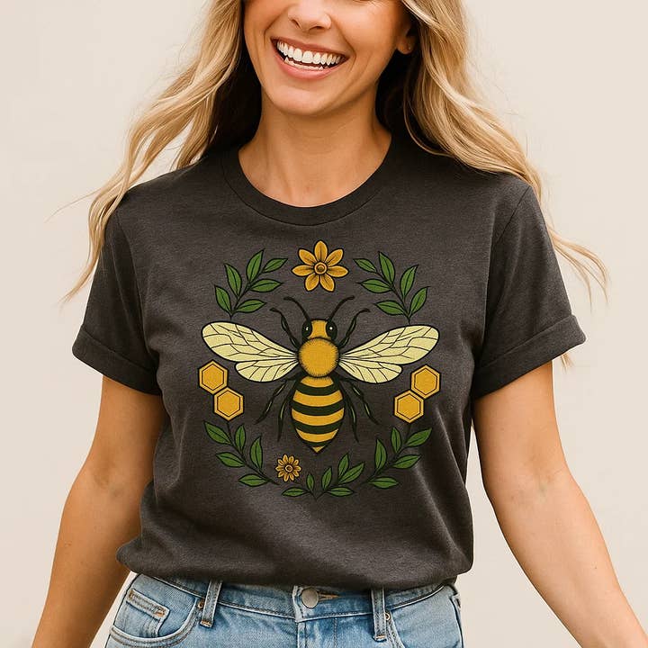 Bee Graphic T-Shirt, Honeybee Design, Nature Theme for wholesale by Soleinspire