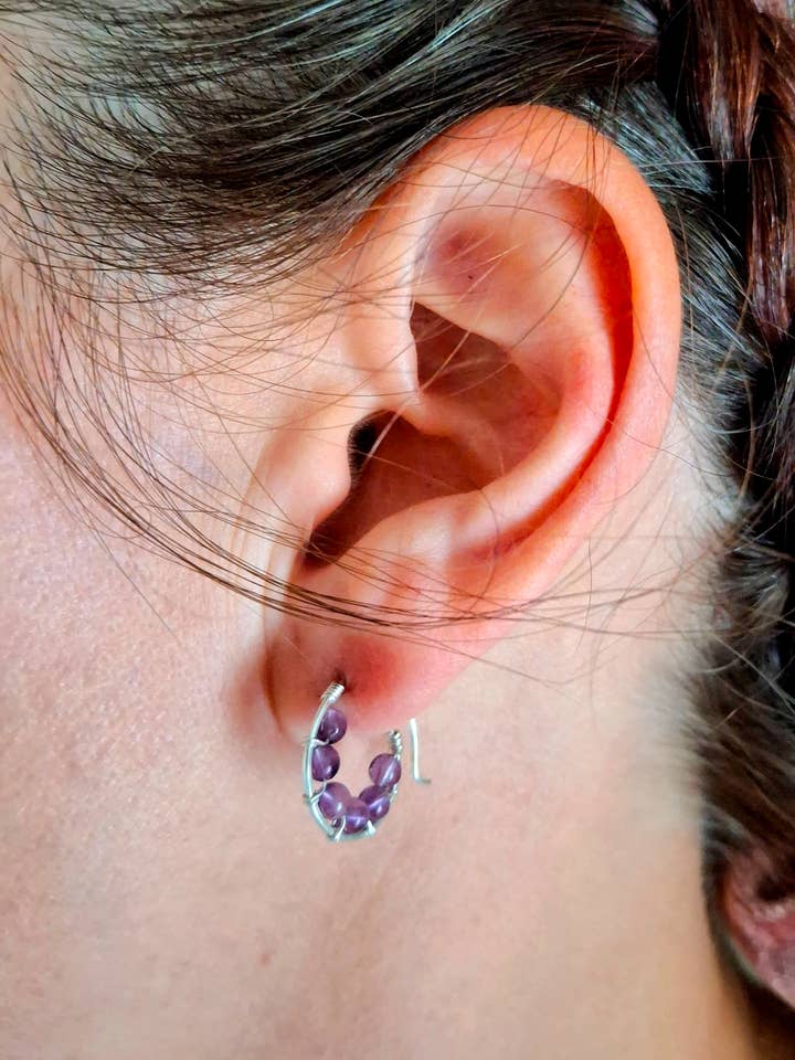 Medium Gemstone Cluster Hoop Earrings for wholesale by Cat Horn Accessory