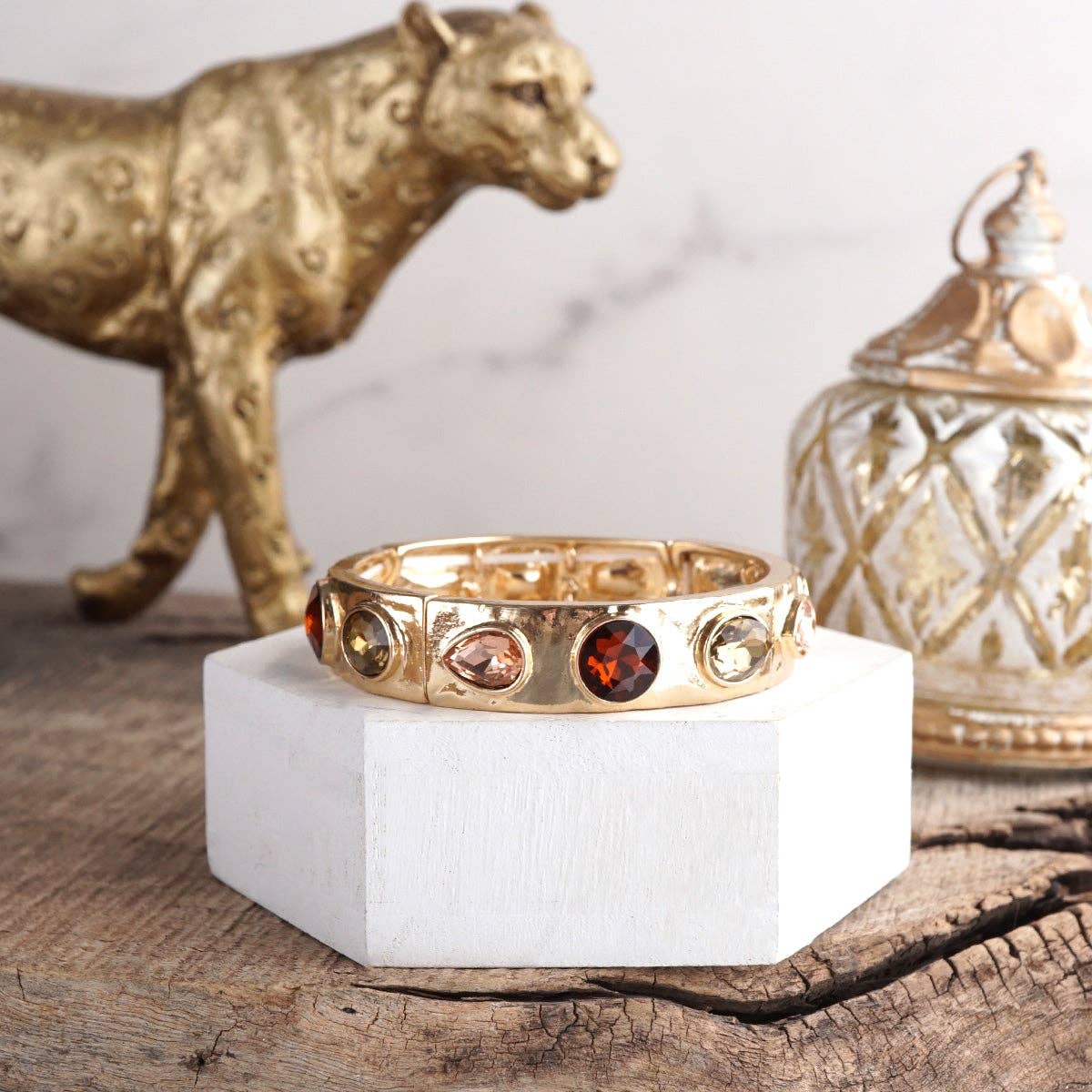 PennyLine inc - Wholesale Bangle Bracelet - Sparkly Crystal Stretch Bangles – Gold Tone with Color Options1