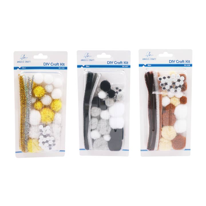 Angels Craft - Wholesale DIY craft kit - DIY Craft Kit w/ Pom-pom balls, Chenille Stems & Wiggly Eyes