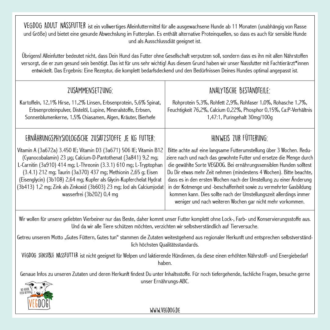 VEGDOG - Wholesale Pet Food - Dog - ADULT Lentil & Millet6