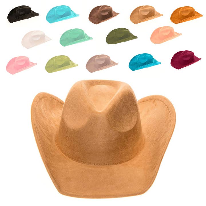 AdornWise - Wholesale Cowboy Hat - Unisex - Vegan Suede Classic Cowboy Hat - Adjustable & Durable