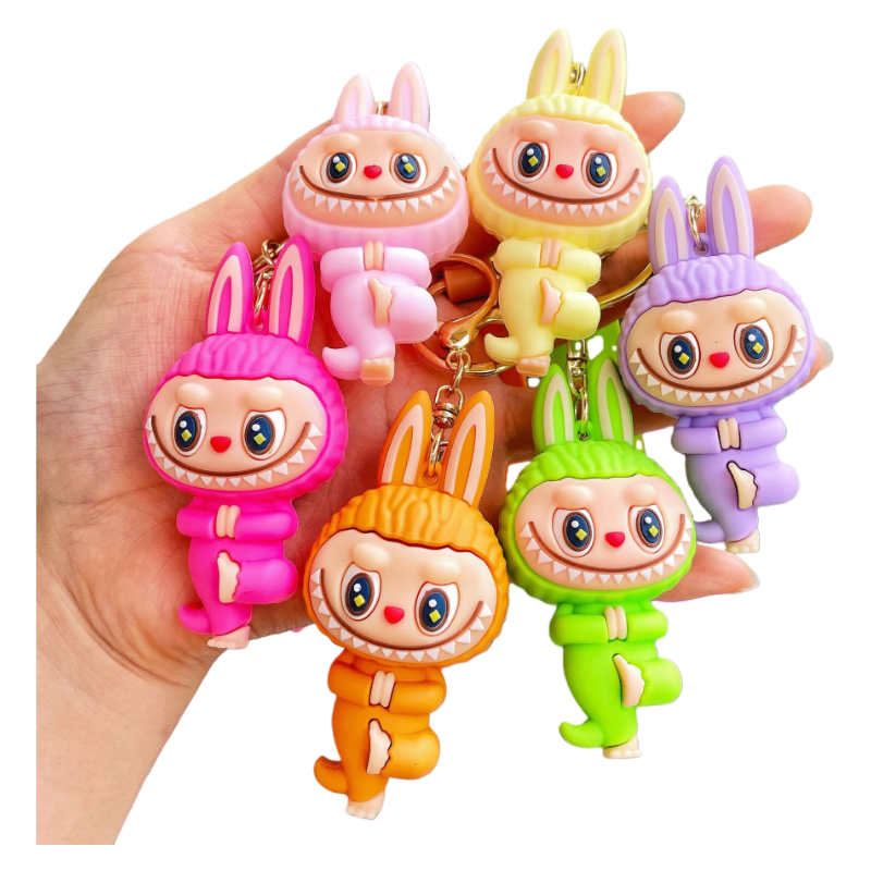 Auraquise - Vente Porte-clés – enfant - Porte-clés en silicone Monster Cozy Yoga Charm mignon dessin animé12