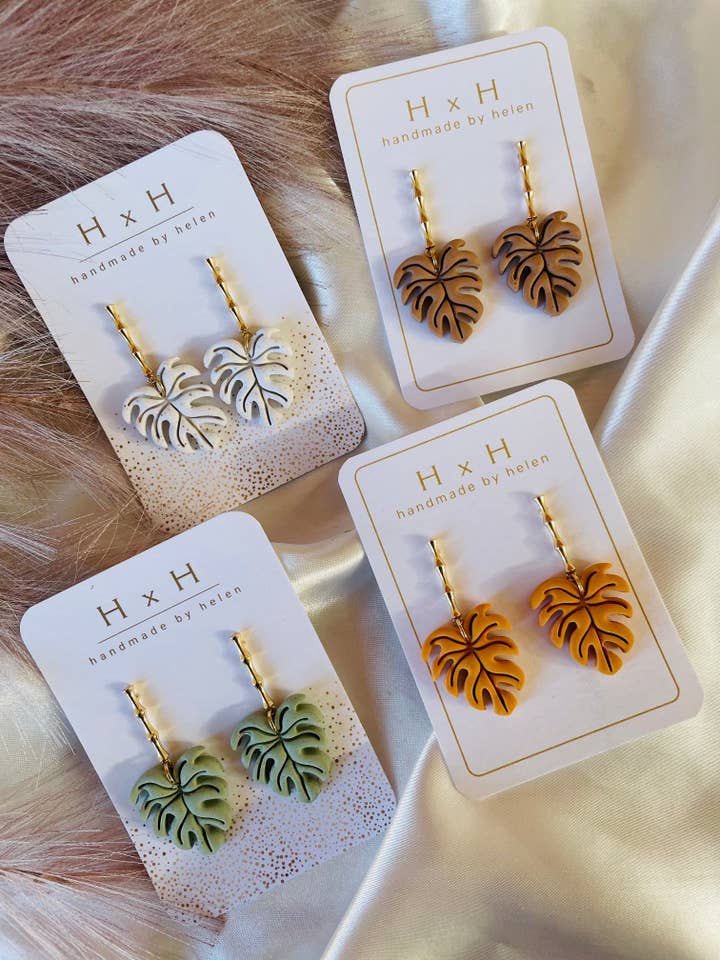 colgantes monstera de bambú para venta al por mayor de handmade by helen