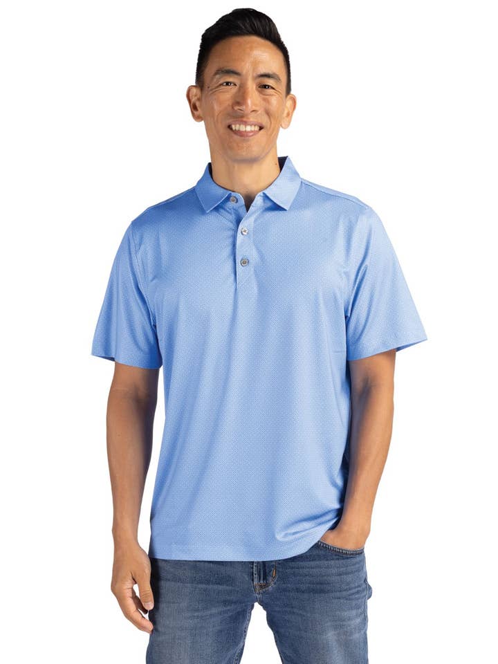 Cutter & Buck Pike Eco Tonal Geo Print Recycled B&TMens Polo for wholesale by Cutter & Buck