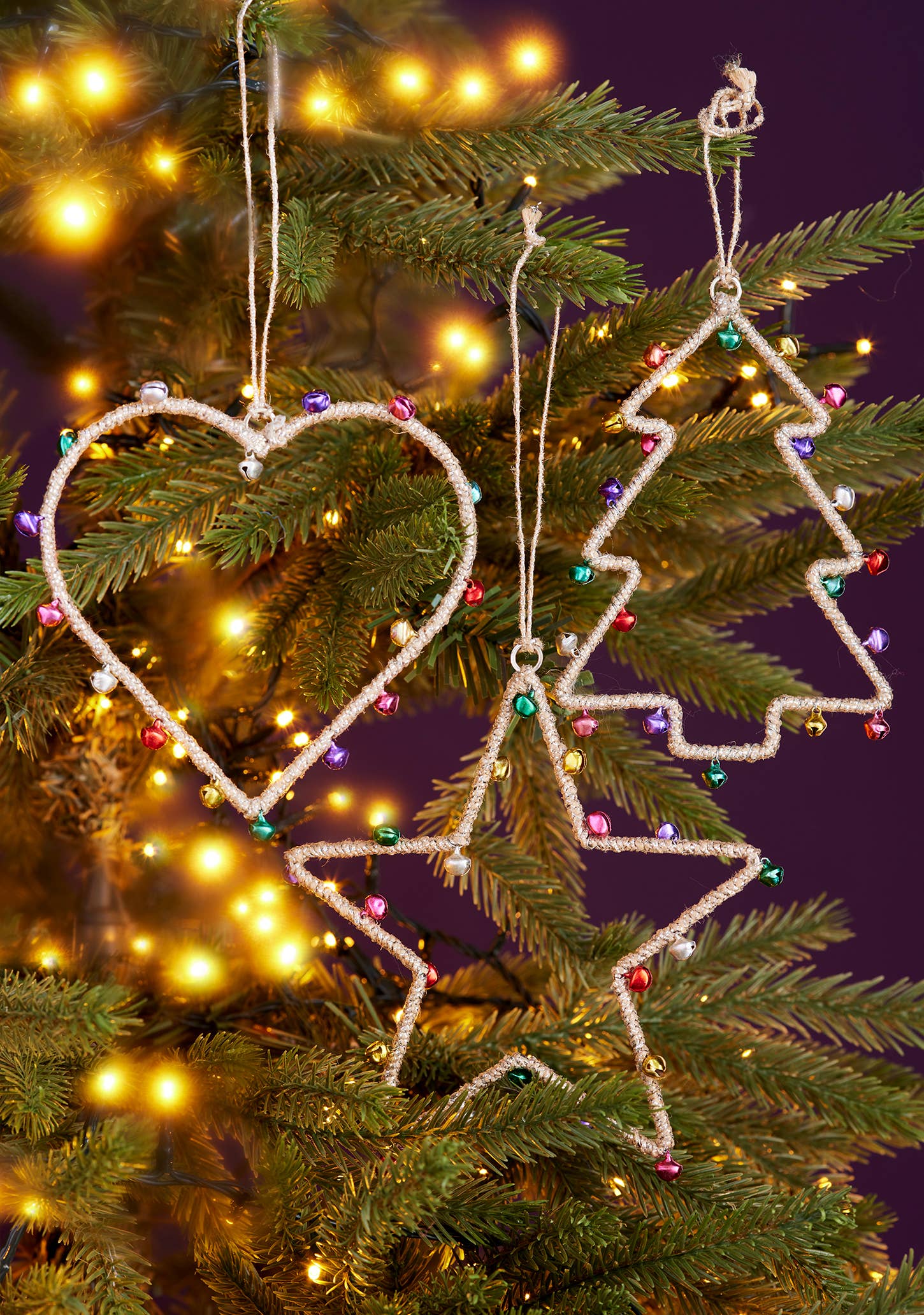 Namaste – wholesale Ornament – Singing Bell Heart jute decoration2