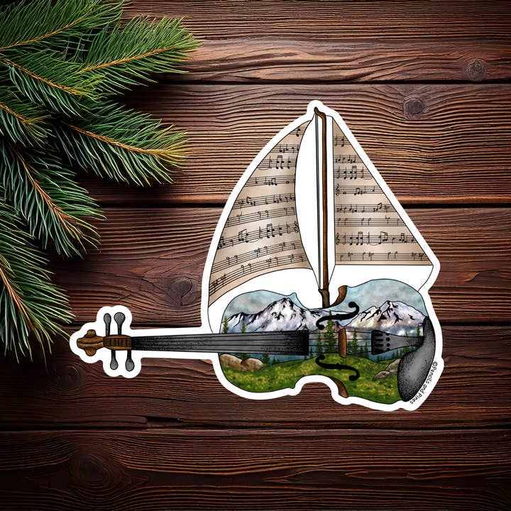 Violin Ship Sticker for wholesale by Pencils and Pines