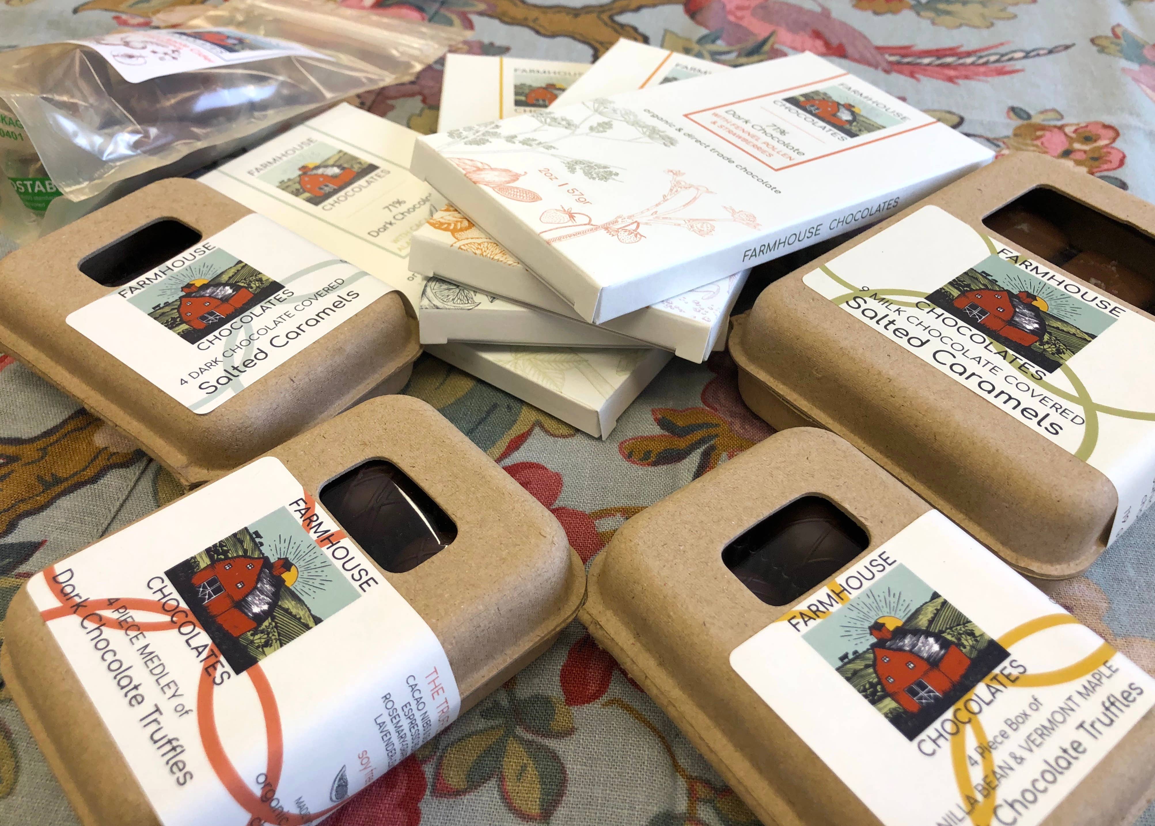 Farmhouse Chocolates - Wholesale Chocolate Covered Sweets - 4 Piece Dark Chocolate Covered Salted Caramels12