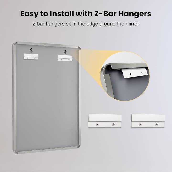 24 By 30 Inch Brushed Nickel Wall Mounted Bathroom Mirror Hangs Horizontally Or Vertically for wholesale on Faire5