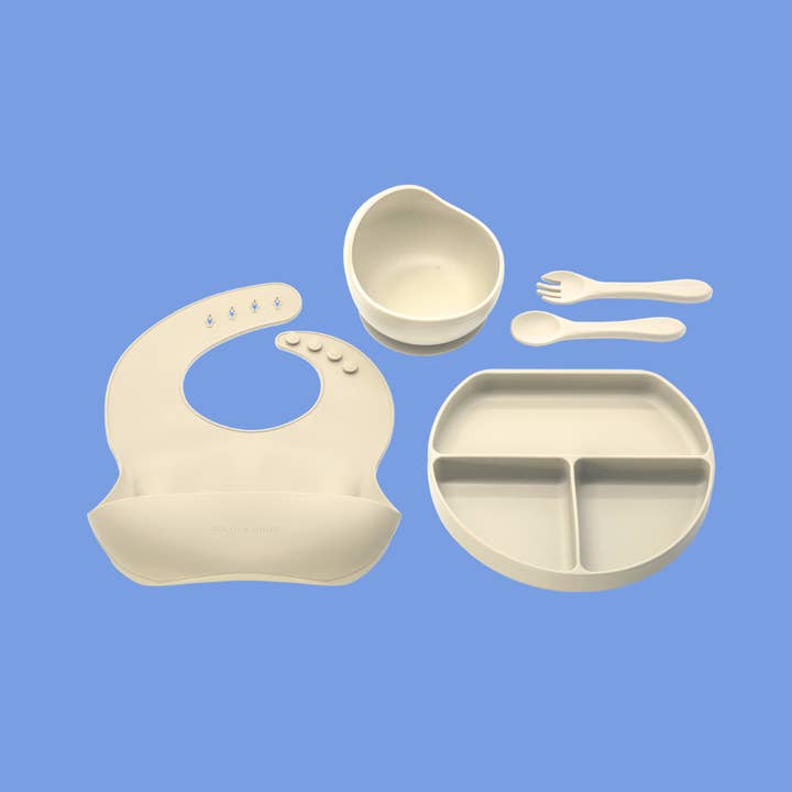 5-piece Silicone Children’s Feeding Set - Taupe for wholesale by Golden Child